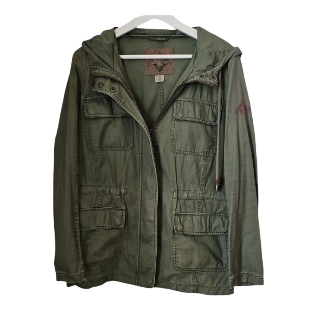 BEAVER CANOE ROOTS Green Hooded Utility Jacket